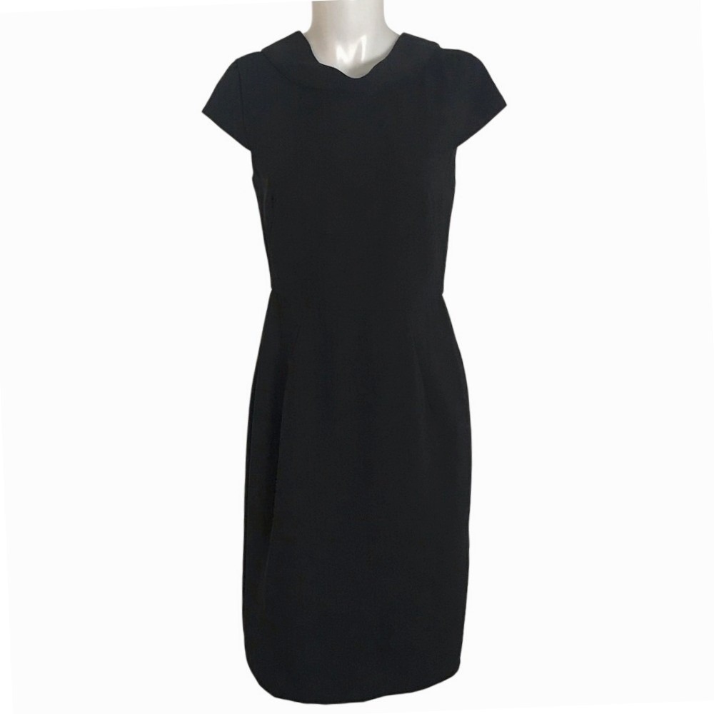 BLACK COWLNECK SHEATH DRESS‎